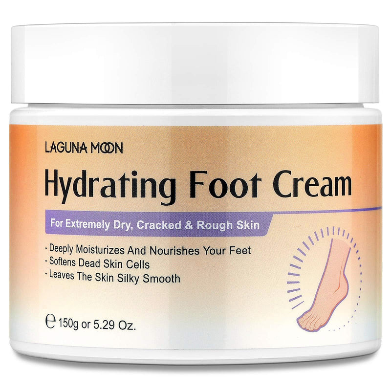 Lagunamoon Foot Cream for Dry Cracked Feet, Urea, Vitamin E & Hyaluronic Acid Foot Moisturizer for Dry Skin, Rough, Calloused, Cracked Feet Repair and Soften, Non-Greasy & Fast Absorbing, 5.3 oz - BeesActive Australia