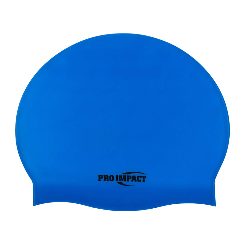 Pro Impact Silicone Unisex Water Proof Swimming Cap for Long and Short Hair, Ergonomic Design Durable Stretchable Comfortable Soft Swimming Cap Cover Ears for Adults and Kids, Assorted Colors Adult Blue - BeesActive Australia