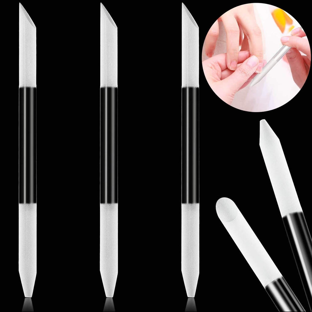 3 Pieces Glass Cuticle Pusher Cuticle Remover Glass Nail File Dual-Ended Manicure Pedicure Tools for Nails and Cuticles Care - BeesActive Australia