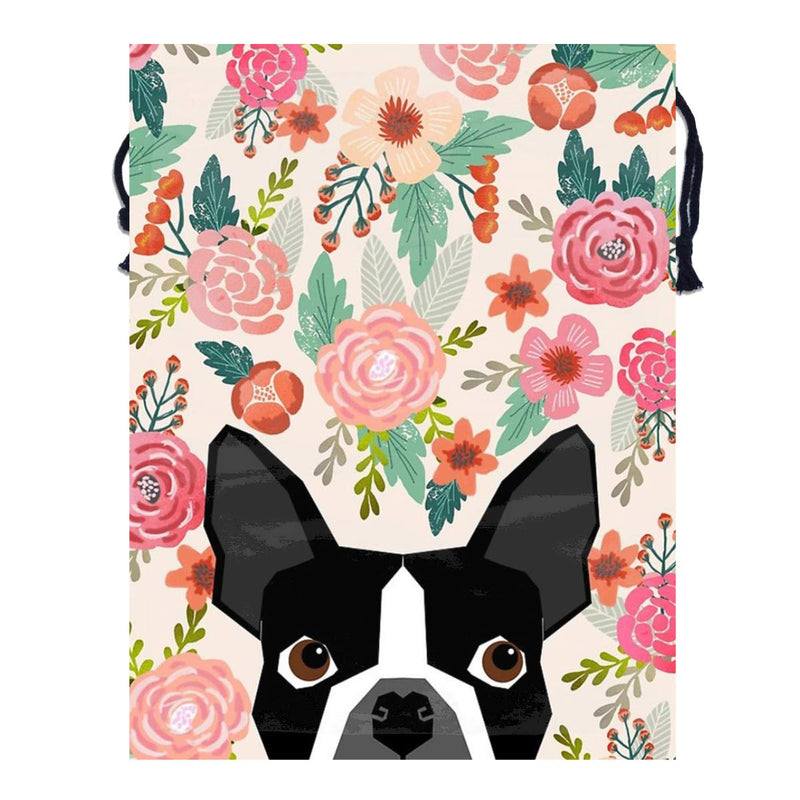 Gymnastics Grip Bag Floral Boston Terrier Drawstring Bag Sports Equipment Bag - BeesActive Australia