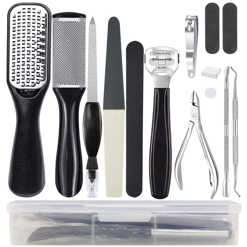 Pro Pedicure Tools Kit 15 in 1, Set of 15 Stainless Steel Foot File Pedicure Manicure Gadget Foot Peel and Callus Clean Feet Dead Skin Callus Remover Tool Set for Men Women Unisex Salon or Home - BeesActive Australia