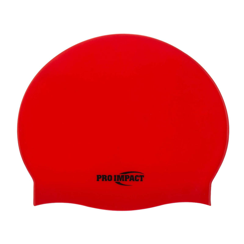 Pro Impact Silicone Unisex Water Proof Swimming Cap for Long and Short Hair, Ergonomic Design Durable Stretchable Comfortable Soft Swimming Cap Cover Ears for Adults and Kids, Assorted Colors Adult Red - BeesActive Australia