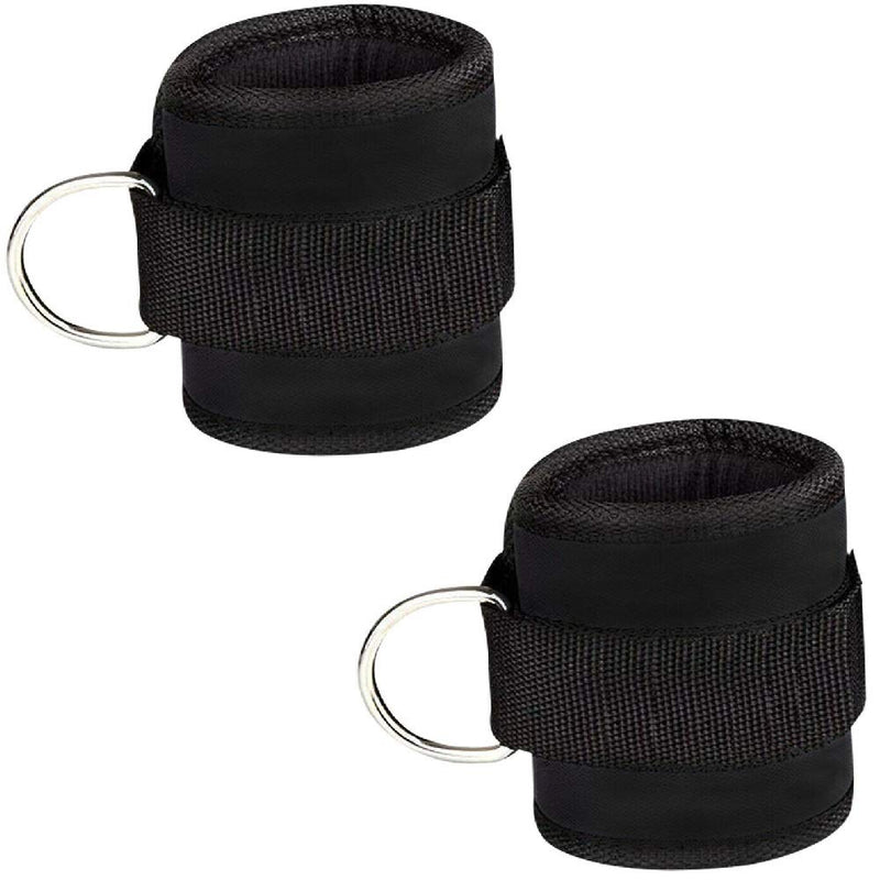 AOHO MOOON Comfortable Adjustable Padded Ankle Wrist Cuffs Neoprene Padded Straps D-Ring Glute Kickback for Cable Machine. Ideal for Glutes Exercises (2 Pack) (Black) - BeesActive Australia