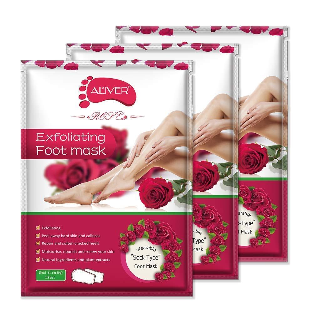 Foot Peel Mask, 3 Pack Set Peeling Foot Mask, Exfoliating Foot Peel Mask, for Calluses, Dead and Dry Skin, Repairs Rough Heels (Rose) - BeesActive Australia