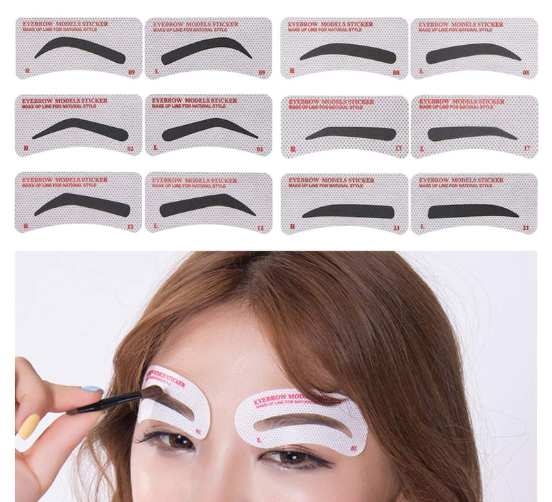 60 PCS Eyebrow Stencils 6 Styles Non-Woven Shaping Grooming Stencil Kit Eyebrow Drawing Guide Makeup Template DIY Tools For Beginners - BeesActive Australia
