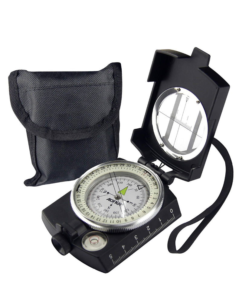 AOFAR Military Compass,AF-4580 Lensatic Sighting, Waterproof and Shakeproof with Map Measurer Distance Calculator, Pouch for Camping, Hiking Black - BeesActive Australia