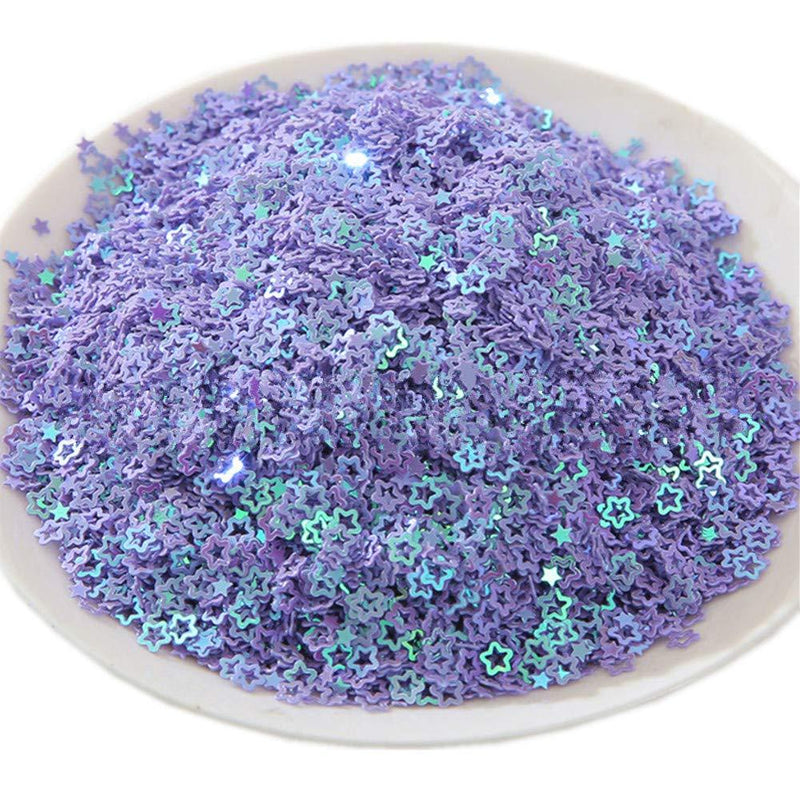 100g Glitter Hollow Star Confetti Sequins Flat PVC Slime Paillettes for Scrapbook Embellishment Cardmaking Jewelry Making Nail Polish Wedding Birthday Party Decorartions (Purple) Purple - BeesActive Australia