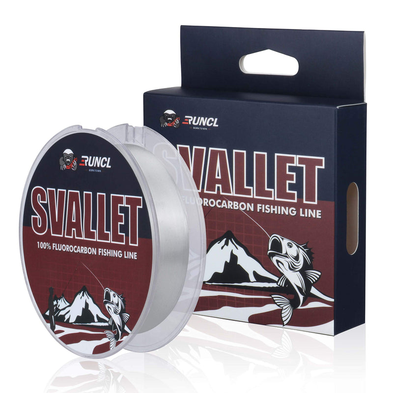 RUNCL SVALLET Fishing Line, 100% Fluorocarbon Fishing Leader, 50Yds 2-80LB, Invisible Underwater, Sinks Faster Than Monofilament, Balanced Strength & Sensitivity Clear 10LB(4.5kgs)/0.26mm/50Yds - BeesActive Australia