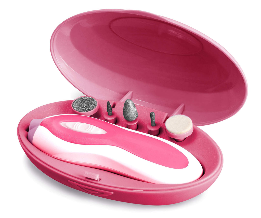 Electric Pedicure & Manicure Set Portable Shaper with 5-piece attachment for the care of hands and feet. Electric nail file for home use pink - BeesActive Australia