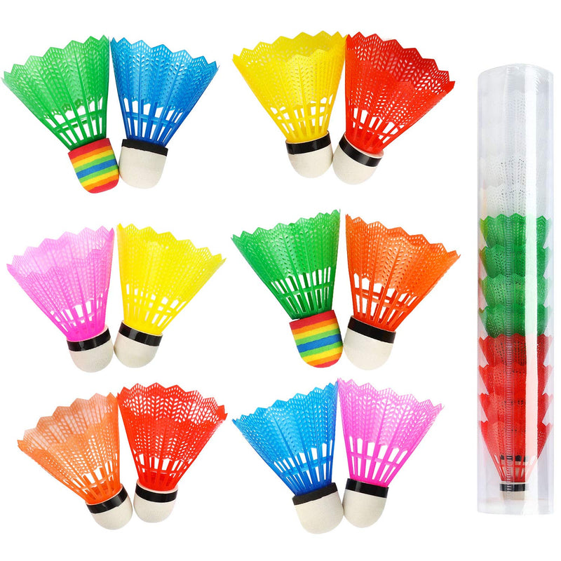 12 Pieces Nylon Feather Shuttlecocks Sports Shuttlecocks Training Badminton Birdies Balls with Storage Box for Ball Training Exercise Gym Fitness Game Multi-color - BeesActive Australia