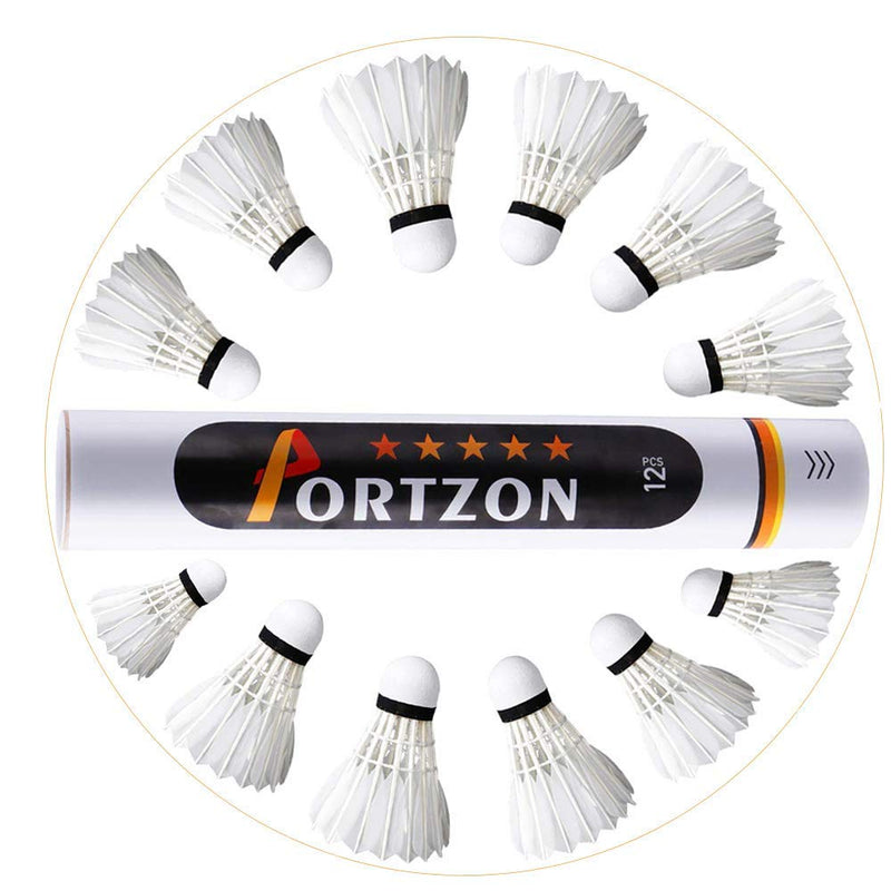 Portzon 12-Pack Goose Feather Badminton Shuttlecocks with Great Stability and Durability, High Speed Badminton Birdies Balls Upgrade - BeesActive Australia