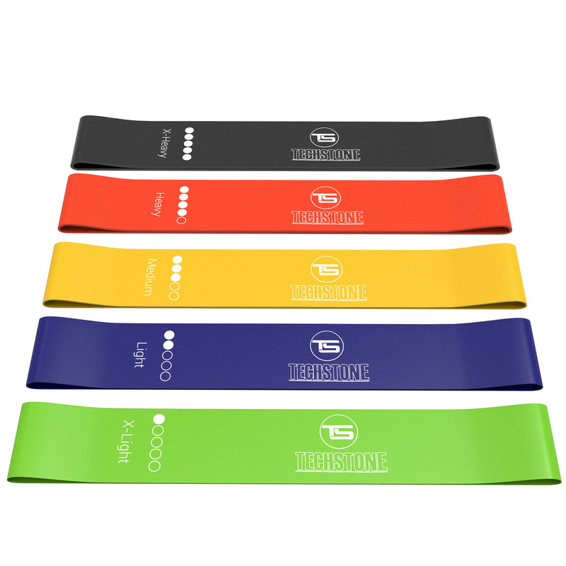TechStone Resistance Bands Set for Men and Women, Pack of 5 Different Resistance Levels Elastic Band for Home Gym Long Exercise Workout – Great Fitness Equipment for Training, Yoga – Free Carrying Bag - BeesActive Australia