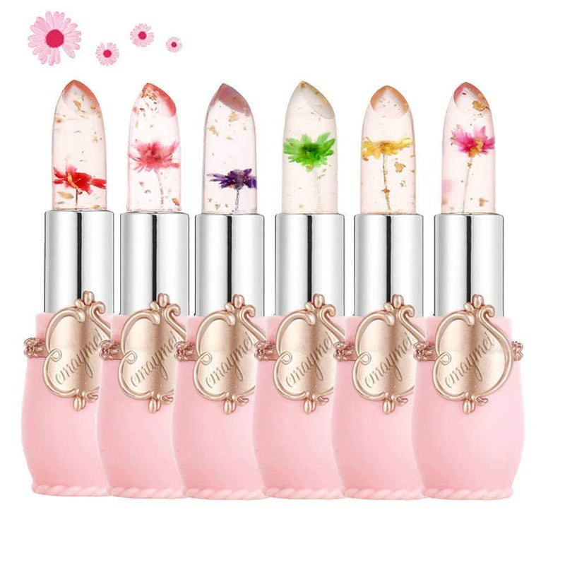 Btspring Clear Flower Jelly Lipstick, 6 Packs Nutritious Moisturizer Lip Balm Temperature Color Change Lipstick Matte Long Lasting Lip Gloss (Pink) Pink - BeesActive Australia