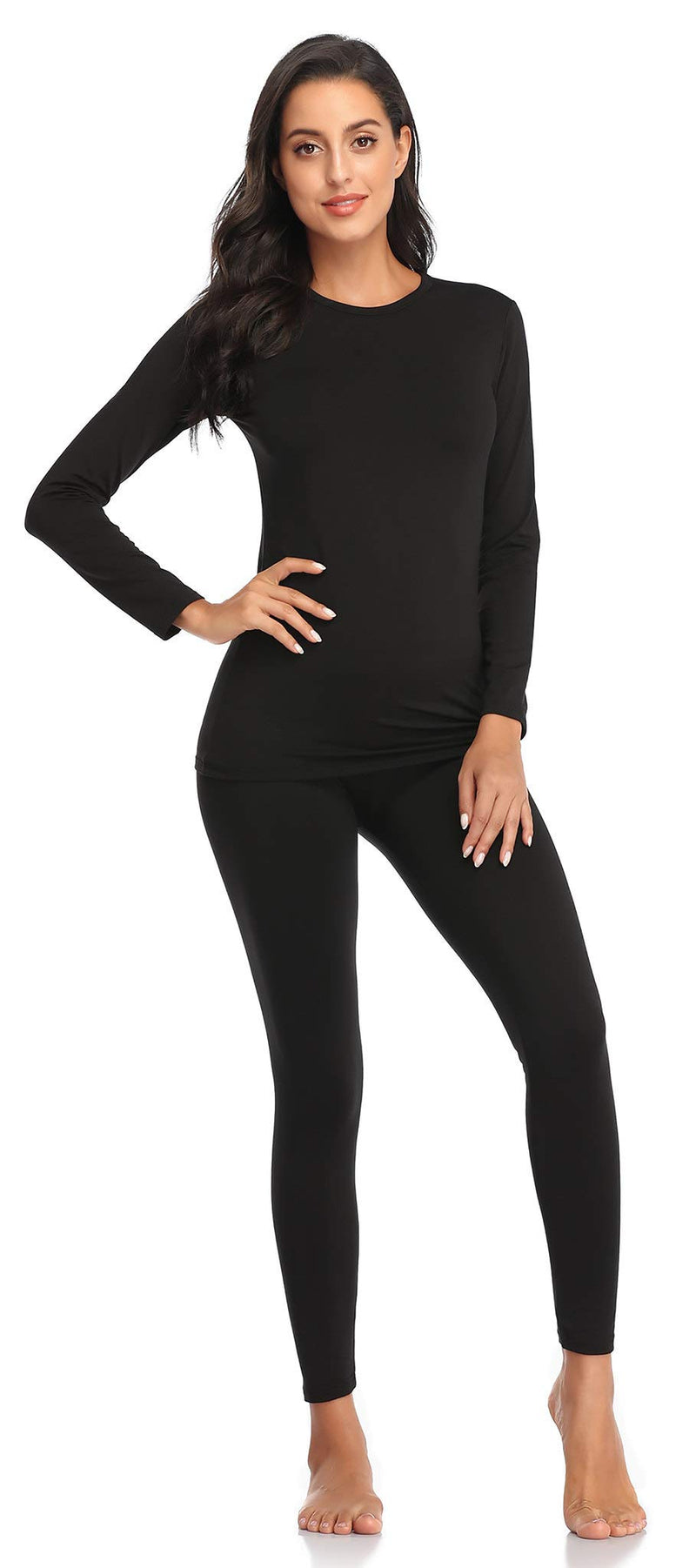 WEERTI Thermal Underwear for Women Long Johns Women with Fleece Lined, Base Layer Women Cold Weather Top Bottom XX-Small Black - BeesActive Australia