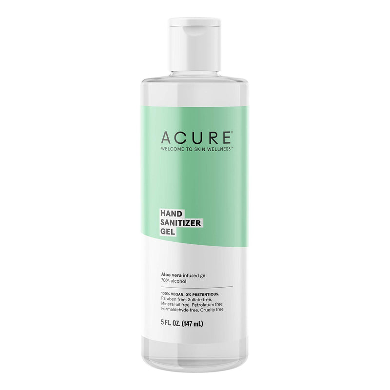 Acure Hand Sanitizer Gel - 100% Vegan, Aloe Vera Infused Gel & 70% Alcohol, 5 Fl Oz - BeesActive Australia