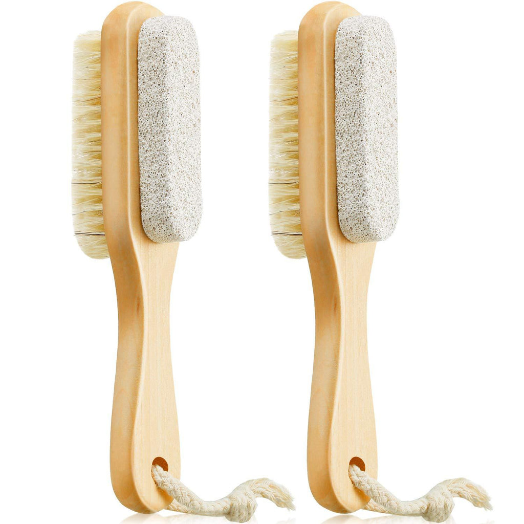 2 Pieces Foot File Callus Corn Remover Pumice Stone Brush Foot Scrubber Exfoliator Double Side with Pumice Stone and Bristle Brush Heel Scraper Foot Care Tools for Feet Dry Dead Skin - BeesActive Australia