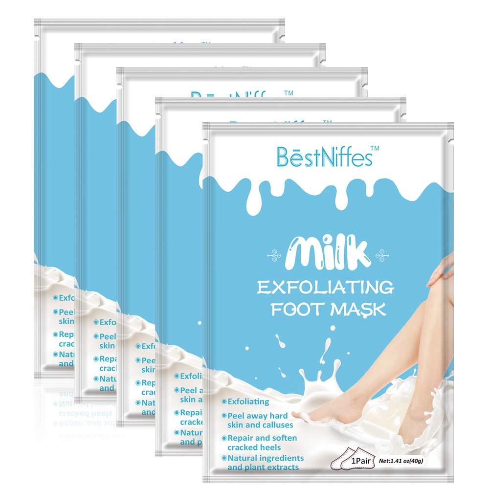 Foot Peel Mask-（5Pack）Peeling Away Calluses and Dead Skin Cells -Exfoliating Foot Mask, Baby Soft Smooth Touch Feet-Men Women (Milk) (5Pack) 5Pack - BeesActive Australia