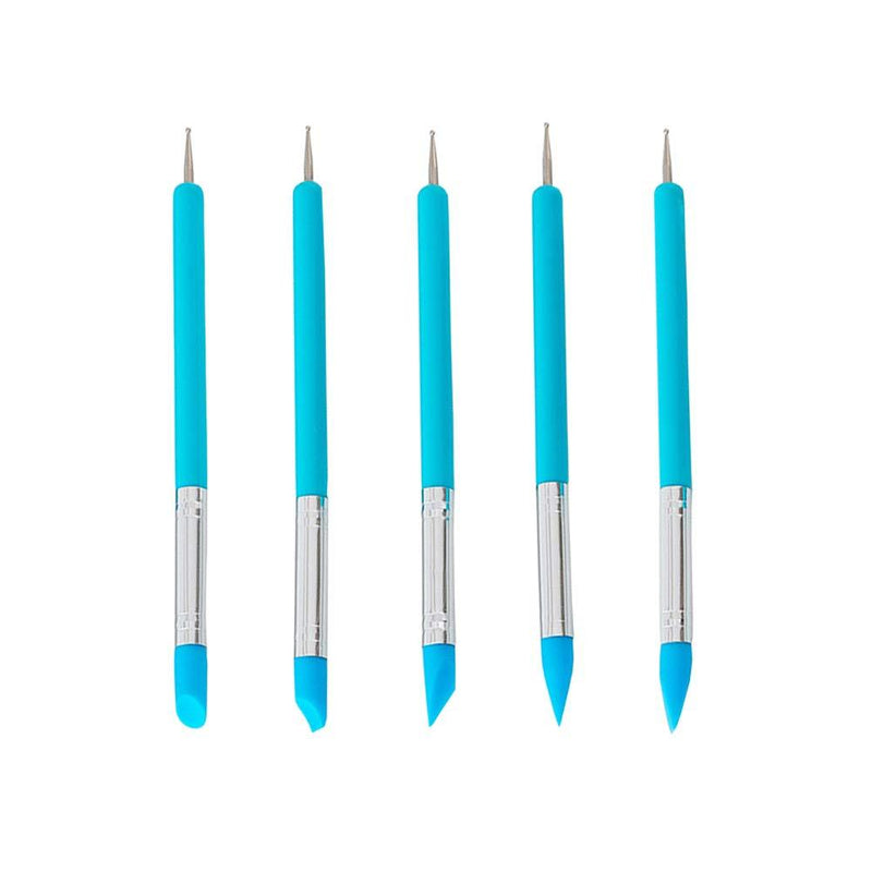 5 Pcs Nail Art Accessories, Silicone head Clay Sculpting Tool, Dotting Tool, Modeling Dotting Tool& Pottery Craft for Nail Art/DIY Handicraft (Blue) Blue - BeesActive Australia