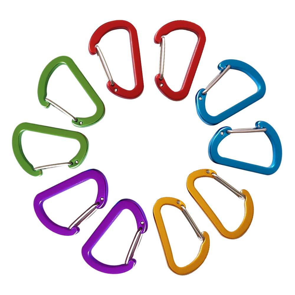 10PCS Keychain Clips Mini Carabiner - 1 5/8inch Aluminum Durable Quick Release Auto Locking D-shape Spring Loaded Wire Gate Clip for Home, Rv, Camping, Fishing, Hiking, Traveling and Sports Outdoors - BeesActive Australia