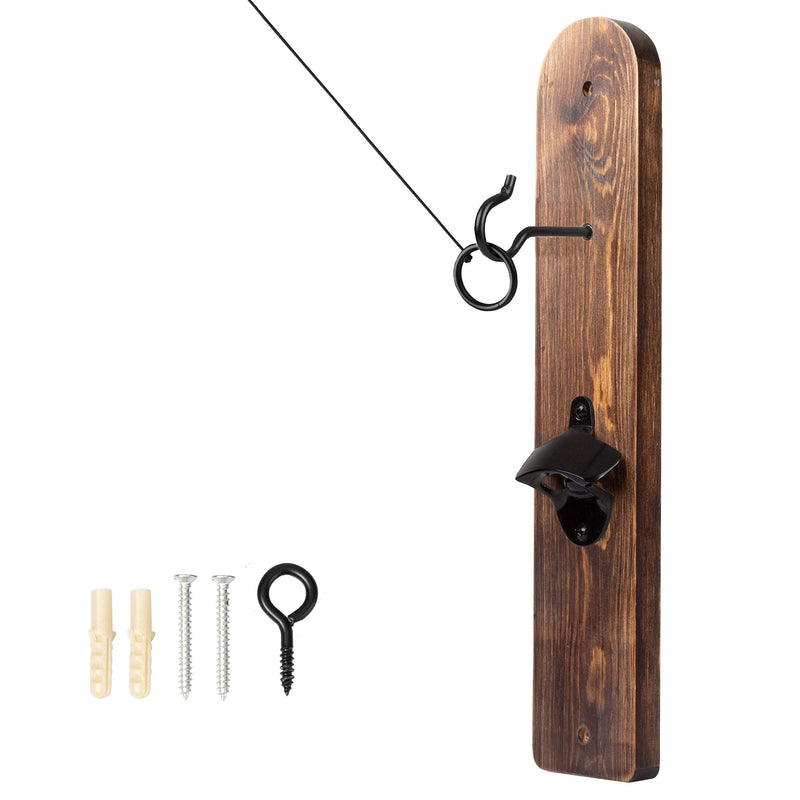 Play Platoon Hook and Ring Game with Bottle Opener and Magnetic Cap Catch - Ring Toss Game for Adults Rustic Brown Wood - BeesActive Australia