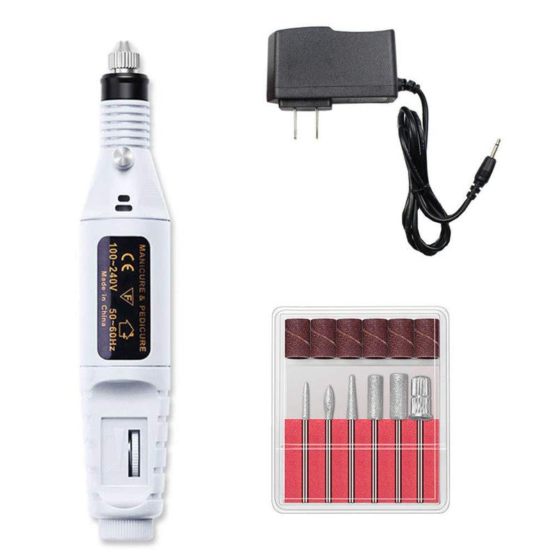 SportsWell Portable Electric Nail Drill Acrylic Nail Kit Tools File Kit Finger Toe Care Nail Tips Manicure Pedicure Polishing Machine (One Size,White) One Size White - BeesActive Australia