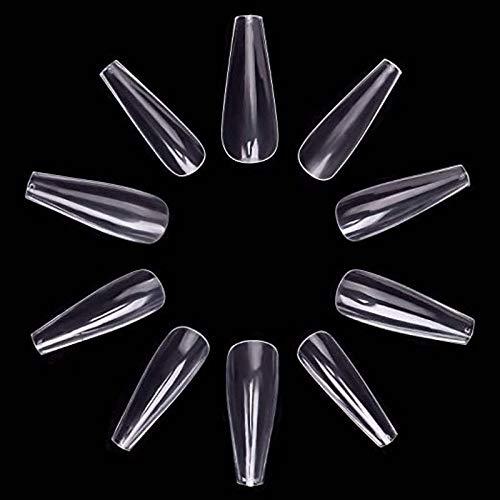 Coffin Nails Long Flase Nails - Acrylic Nails Coffin Shaped Long Ballerina Nails Tips 100pcs Full Cover False Nail Artificial Nails with Box for Nail Salons and DIY Nail Art, 10 Sizes (Clear) Clear - BeesActive Australia