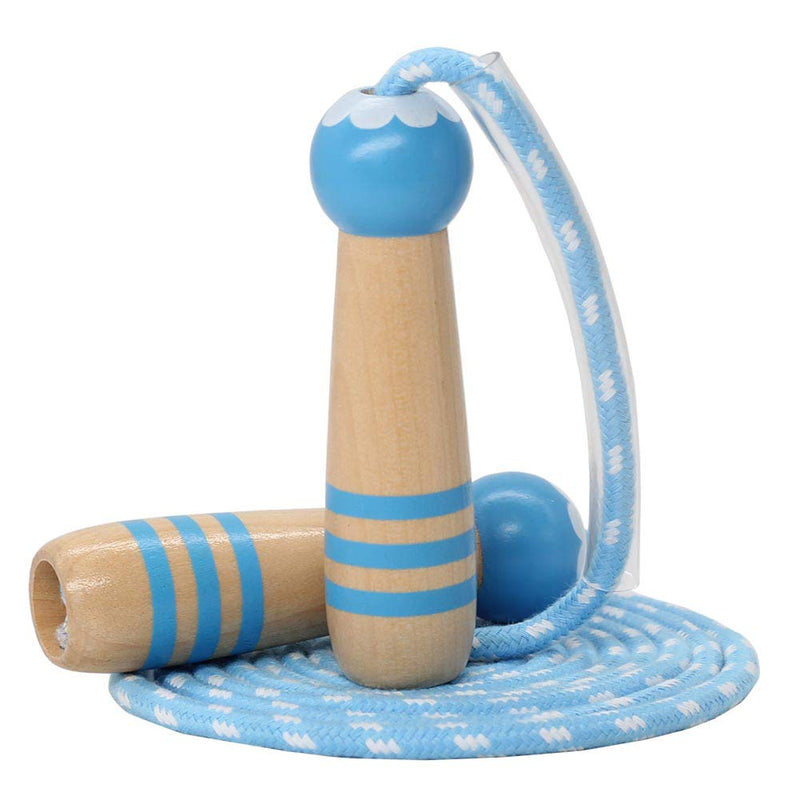 ACEONE Jump Rope Kids, 7ft Adjustable Cotton Skipping Rope with Wooden Handle for Boys and Girls Fitness Outdoor Exercise Blue - BeesActive Australia