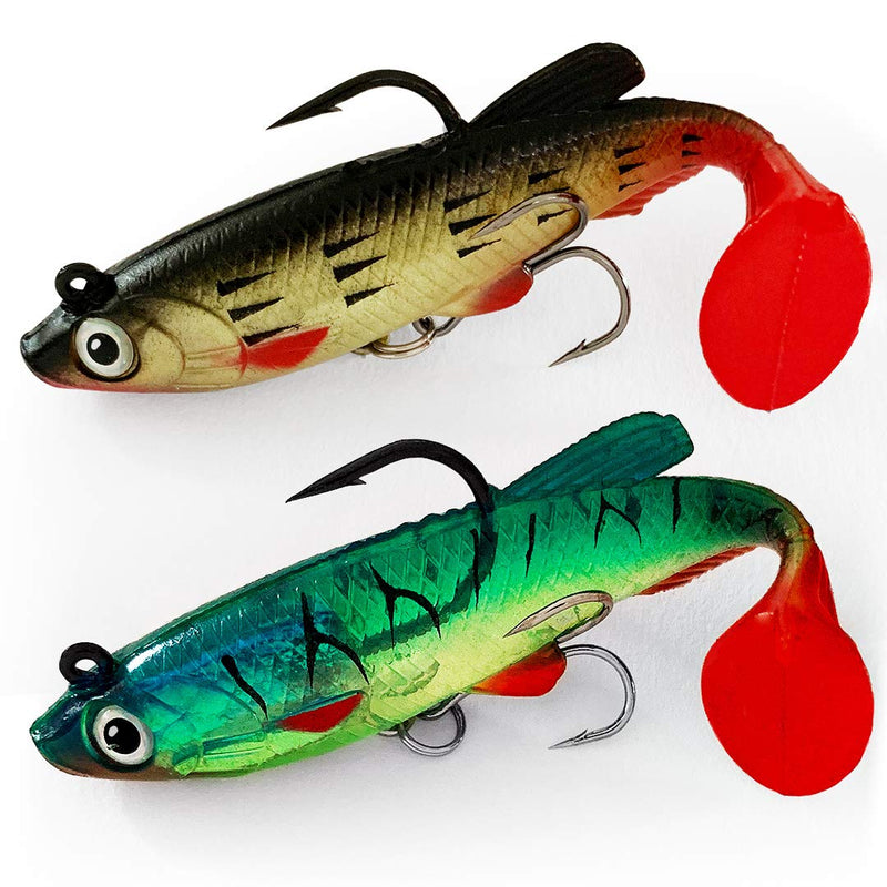 OPQ Fishing Soft Plastic Lures Fishing Gear Equipment for Freshwater Saltwater Trout Bass Salmon Jig Head Soft Swimbait Fishing Baits Set with Tackle Box 2pcs Tc - BeesActive Australia