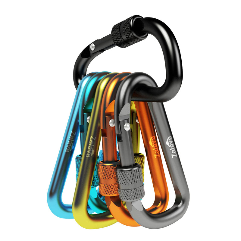 Zalava 6pcs 2”D-Clip Durable Locking Carabiner Keychain Clip,Keychain Clip Hook - BeesActive Australia