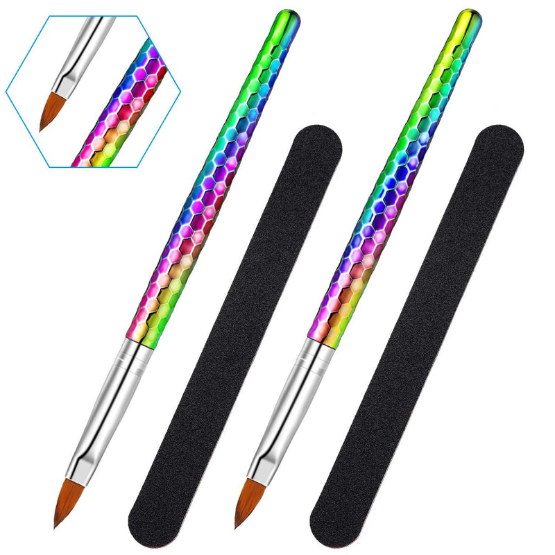 4 Pieces Acrylic Nail Art Brushes Nail Files Tools Set Includes 2 Pieces Nail Painting Polish Glitter Design Colorful Handle Brushes Pens and 2 Pieces Nail Files for DIY Nail Art Home Salon Favors - BeesActive Australia