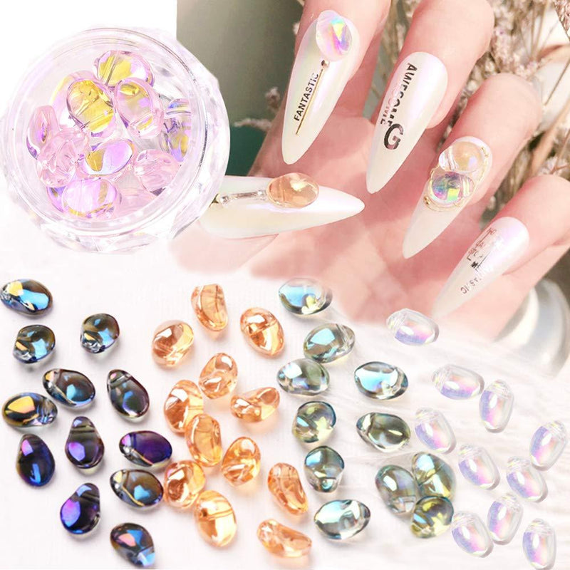 5 Boxes 3D Nail Charms Sparkly Colorful Nail Art Transparent Stone Supplies Crystal Gem Pearls Nail Art Rhinestone Nail Rivet Set Nail Jewels Decoration - BeesActive Australia