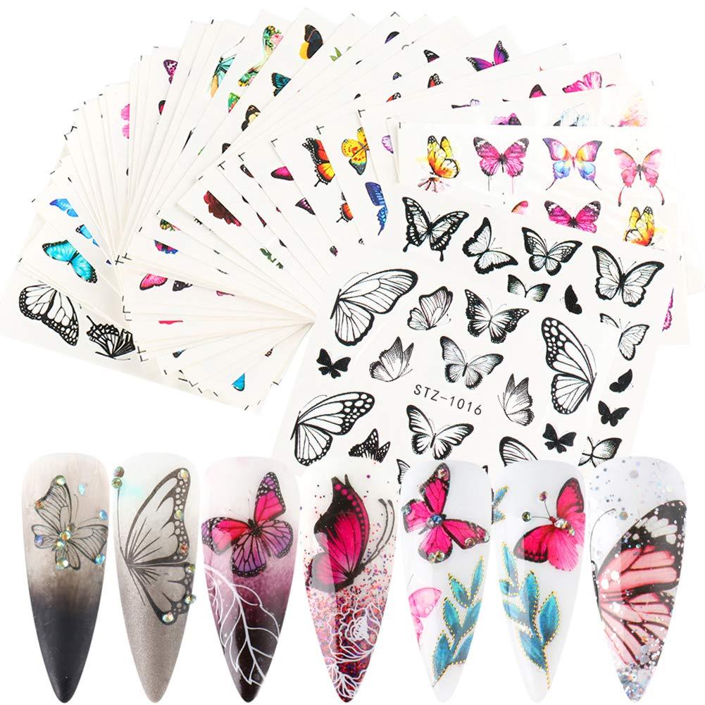 30 Sheets Butterfly Nail Art Stickers Flower Butterfly Nail Design Butterflies Stickers for Acrylic Nails Supply Water Transfer Decals Nail Butterfly Foil Nail Art Set Manicure Designs Accessories 30 Pcs Butterfly - BeesActive Australia