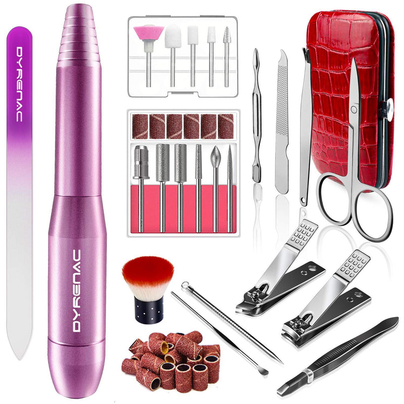 Portable Electric Nail Drill, Professional USB Nail Drill Machine for Acrylic, Gel Nails, Manicure Pedicure Polishing Shape Tools with Nail Drill Bits and Sand Bands, Efile Nail Drill Kit (Purple) - BeesActive Australia