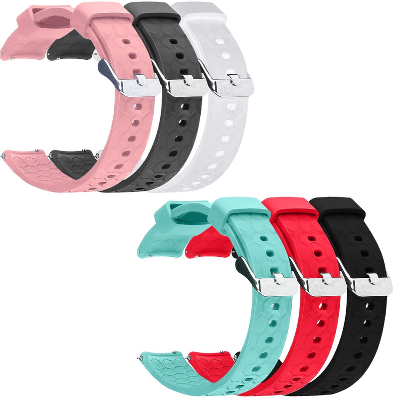 FitTurn Compatible with Garmin Venu 2s/Vivoactive 4S/ Vivomove 3S Band Silicone Hexagon Pattern 18mm Sport Straps Soft Quick Release Colorful Wristbands for Venu 2s GPS Smartwatch Six Colors - BeesActive Australia