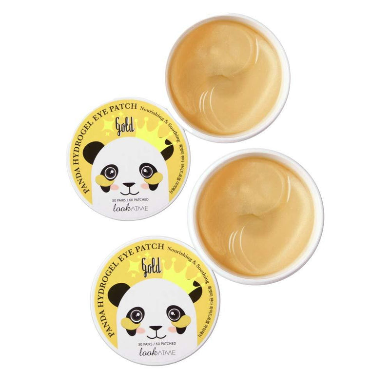 Look At Me Panda Hydrogel Eye Patch, Gold, Anti-aging, Pack of 2 (120 patches) (60 pairs) of eye masks for Dark Circles, Under Eye Bags, Puffy eyes, Moisturizing and Brightening. (Gold) - BeesActive Australia