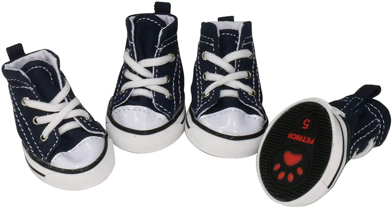 GLE2016 Pet Shoes Puppy Sport Denim Shoes Casual Style Anti-Slip Boots Sneaker Booties 4Pcs #2 Blue - BeesActive Australia