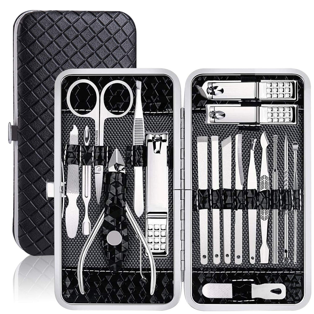 Manicure Set Nail Clippers Pedicure Kit - Stainless Steel Manicure Kit, Professional Grooming Kit, Nail Care Tools with Luxurious Travel Case (18 Grooming Kits) - BeesActive Australia