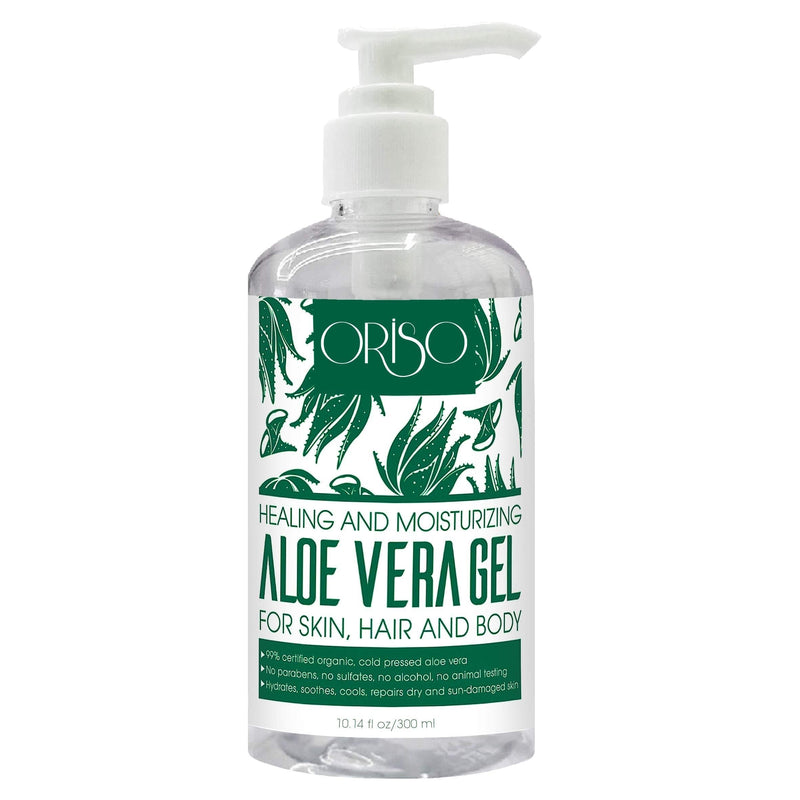 Aloe Vera Gel - 10 Fl Oz - With Organic Aloe Vera Cold Pressed - Pure Sunburn Relief - Soothing Moisturizer Lotion - For Face, Hair and Body - Bug Bites - Rashes - Small Cuts - Eczema Relief - BeesActive Australia
