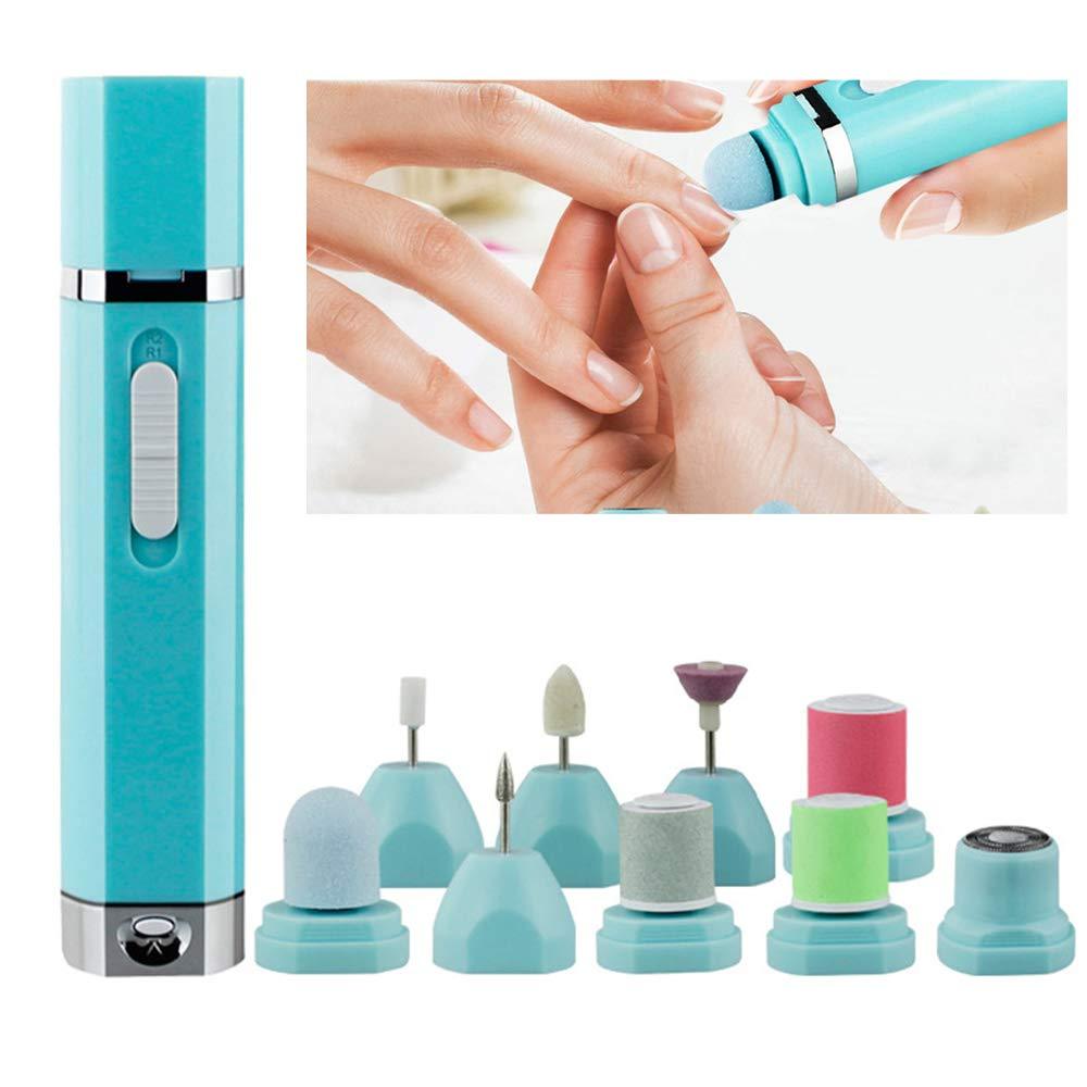 Nail Drill & Hair Removal for Women Painless 9 in 1 Electric Nail File Pedicure Tool Manicure Set Callus Remover Pumice Stone for Feet Hands - BeesActive Australia