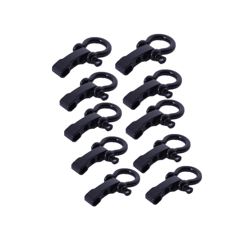 DODXIAOBEUL 10 Sets Bow Shackle,D Ring Shackle,of Alloy Umbrella Rope Buckle, Adjustable D Shackles Buckle Umbrella Rope Bracelet Buckle U Shape Screw Pin Anchor Shackle,Does Not Fade (Black) - BeesActive Australia