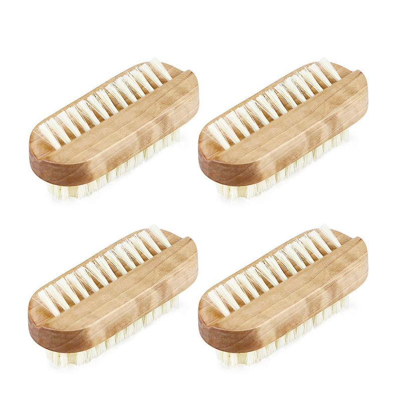 Acmer 4 Pack Wooden Cleaning Nail Brush Wood 2 Side Cleaner Double Side Scrub Cleaning Brush Hand Scrubbing Brush for Men Women Manicure Pedicure - BeesActive Australia