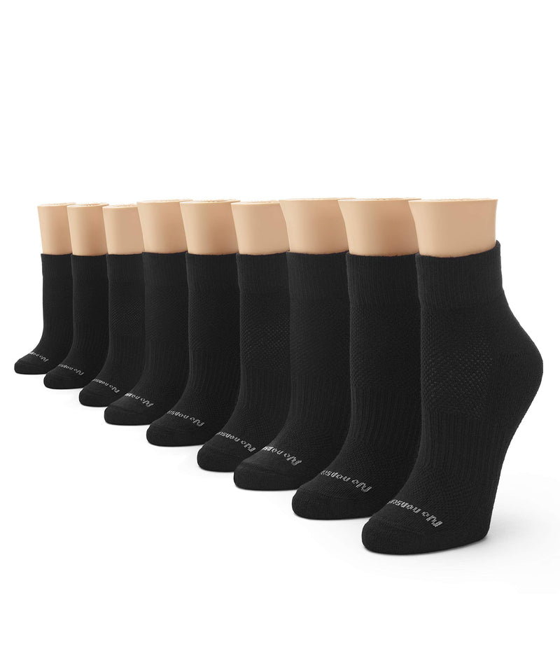 No Nonsense Women's Mesh Ankle Socks, Cushioned 4-10 Black - 9 Pair Pack - BeesActive Australia