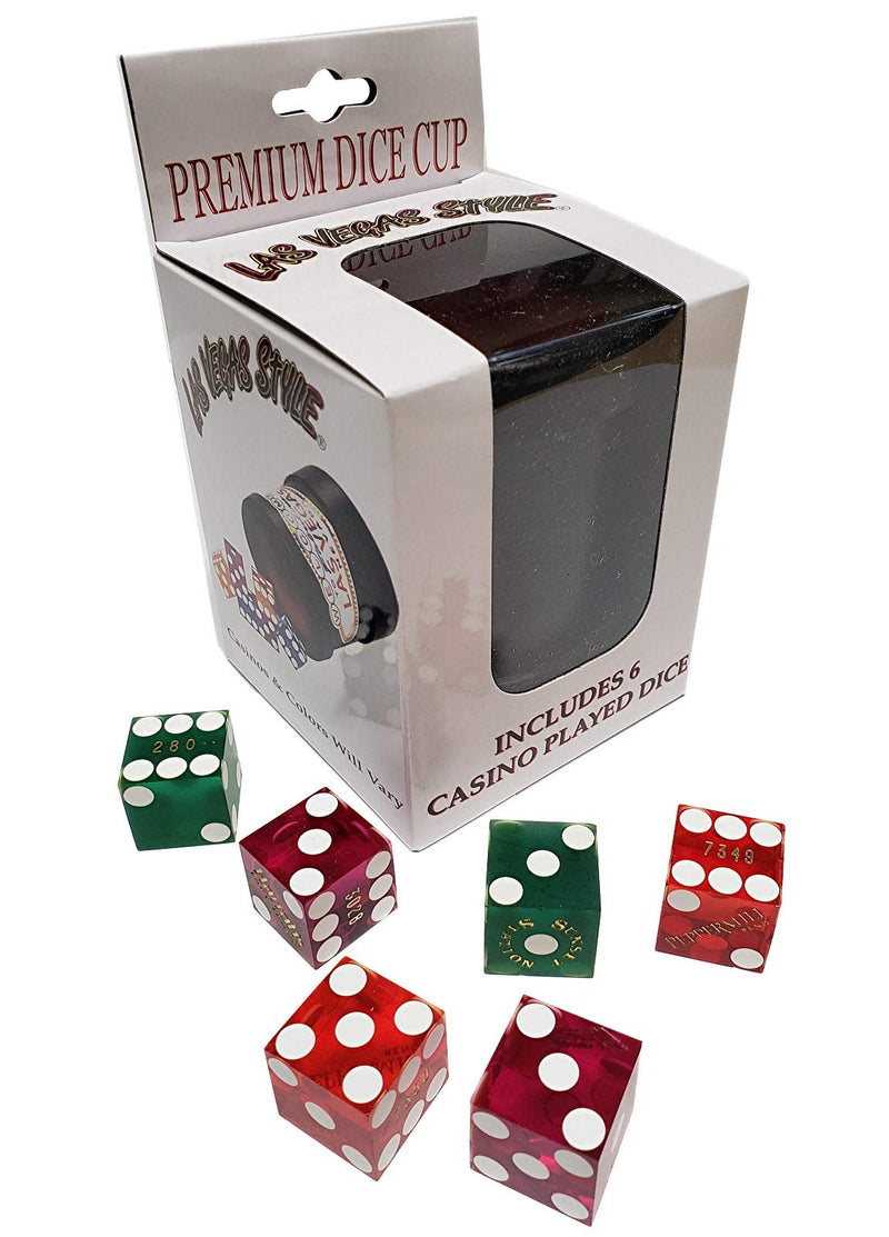 Cyber-Deals Premium Dice Cup with 3 Pairs 19mm Authentic Nevada Casino Table-Played Craps Dice - BeesActive Australia