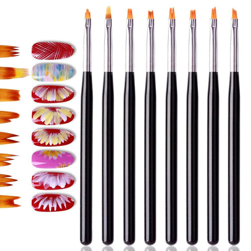 DANNEASY 8Pcs Nail Brushes For Acrylic Application UV Gel Nail Art Polish Pen Tool Drawing Flower Ombre Manicure Salon&DIY Tools Kit 1 - BeesActive Australia