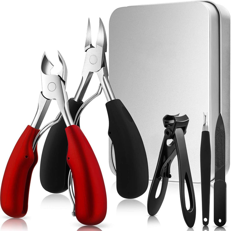 5 Pieces Nail Clipper Set Includes 2 Thick Toenail Clipper, Wide Jaw Nail Clipper, Cuticle Remover and Nail File, Stainless Steel Toenail Manicure Tools for Men Seniors Thick Ingrown Nails - BeesActive Australia