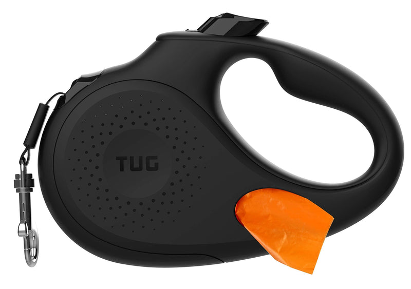 TUG Oval 360° Tangle-Free Retractable Dog Leash with Integrated Waste Bag Dispenser Medium Black - BeesActive Australia