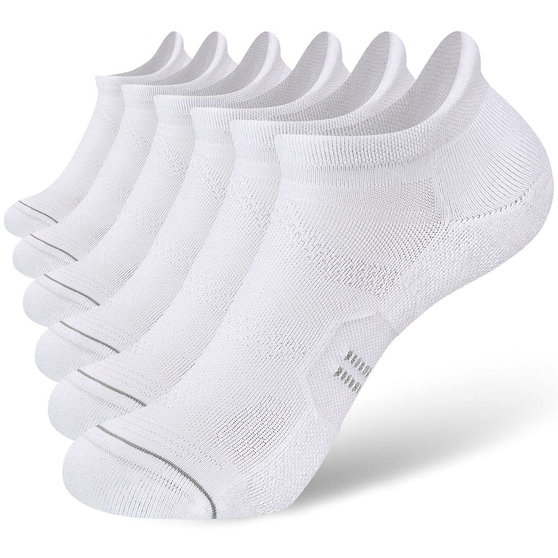 6 Pack Women's Ankle Running Socks Cushioned Low Cut Tab Athletic Socks White Medium - BeesActive Australia