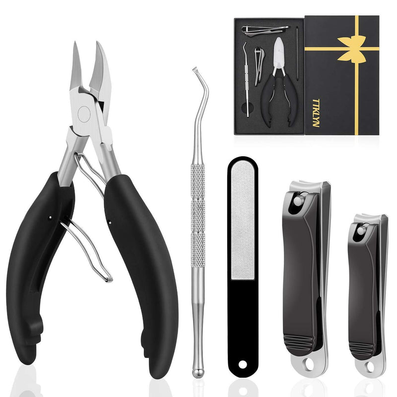 Nail Clippers Set,5 Pcs Sharp Toenail and Fingernail Clippers for Thick, Fungal or Ingrown Toenails with Easy Grip Rubber Handle - BeesActive Australia