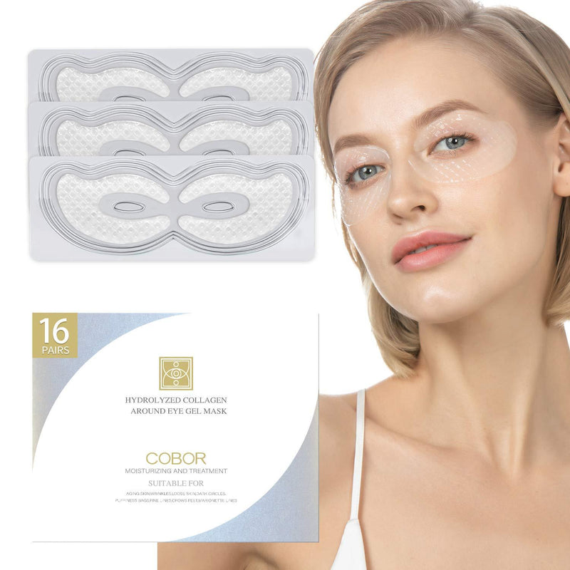 COBOR Hydro Collagen Eye Mask Crystal Eye Patches Anti-Aging Under eye Pads Natural Eye Treatment for Wrinkles Dark Circles Bags Moisturize Puff Eye Spa-16 Pairs - BeesActive Australia