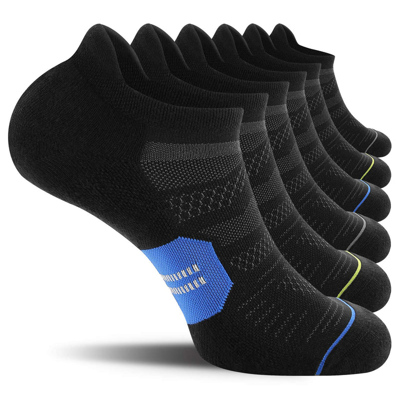 6 Pack Men's Running Ankle Socks with Cushion, Low Cut Athletic Sport Tab Socks Mixed Black Large - BeesActive Australia